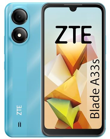 ZTE Blade A33s, Smartphone 6.3, 2GB RAM, 32GB Almacenamiento, Cámara 5MP, Batería de 4000mAh, Reconocimiento Facial, Dual SIM, Color Blue