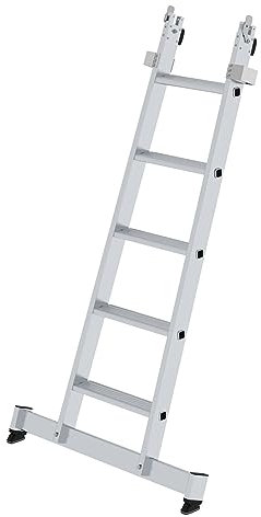 PROREGAL Stufen-Glasreinigerleiter Unterteil mit nivello®-Traverse | 5 Stufen | Leiter, Teleskopleiter, Trittleiter, Bockleiter, Sprossen-Doppelleiter