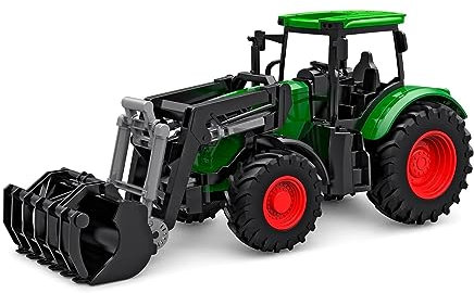 Kids GLOBE Traktor Freilauf mit Frontlader 27cm (Bulldog für Kinder ab 3 Jahren, Grün, Landwirtschaftliches Spielfahrzeug, Schlepper) 540472
