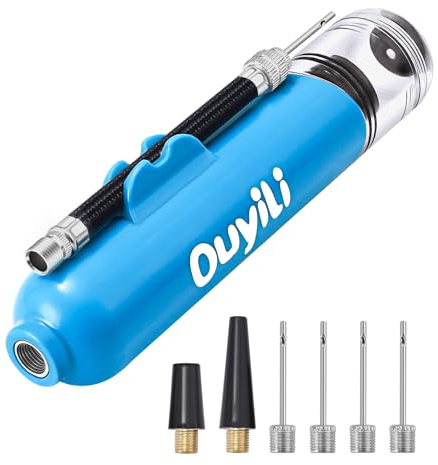 ouyili Sports Ball Pump Kit - Portable Air Pump Two-Way Dual Action Inflatable Perfect for Basketballs, Soccer Balls and More - Professional Hand Pump Kit with Needles and Flexible Hose