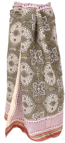 GURU SHOP Leichter Pareo Schal, handbedrucktes Baumwolltuch, Lungi | 100% Baumwolle, traditioneller Blockdruck, vielseitig einsetzbar, leicht zu reinigen, dekorativ und einzigartig