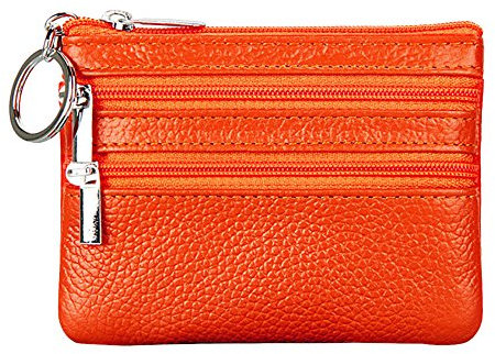 Generisch Petit portefeuille pour femme - Argent - Pochette à clés - Petite pièce de monnaie - Portefeuille pour femme - Grand pailleté (orange, taille unique)