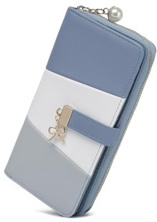Miss Lulu Damen Geldbörse Klassische Lange Reißverschluss Portmonee Multi-Kartensteckplätze Kunstleder