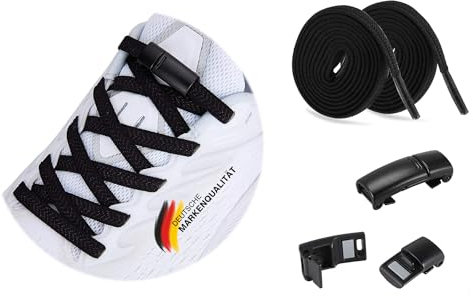 Elastische PREMIUM Schnürsenkel ohne Binden - Magnetisches Stretch Schnellschnürsystem fest bis locker flexibel, leicht, bequem, schnell - slip-in Schuhbändel mit Schnellverschluss (3, Schwarz)