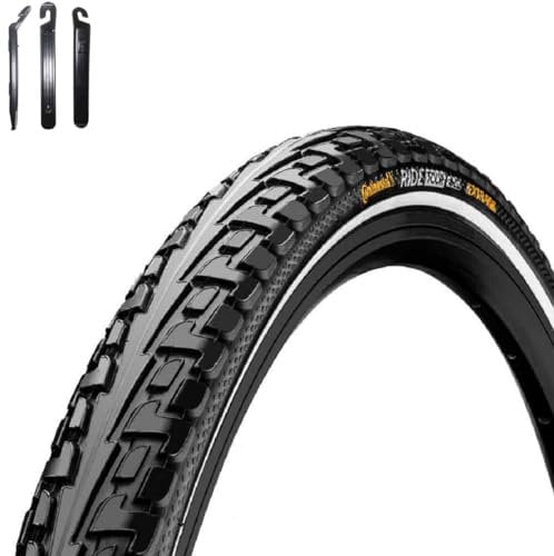 1 x Continental Ride Tour E-25 Fahrradreifen Drahtreifen Schwarz/Reflex 28-622 (28 x 1 5/8 x 1 1/8) inkl. Reifenheber