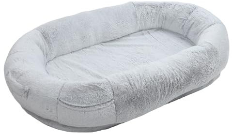 Hundebett für Menschen, Hundebett in Menschengröße, Plüsch-Hundebett in Menschengröße, Großes Hundebett für Menschen, Abnehmbarer, Waschbarer Bezug, Weiches, Rutschfestes