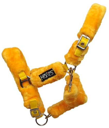 Horses Halfter Soft Fluffi Mini, bequemes Halfter, nützlich zum Führen des Pferdes in der Hand oder zur Sicherung während der Fellpflege (Gelb, Mini Shetland)