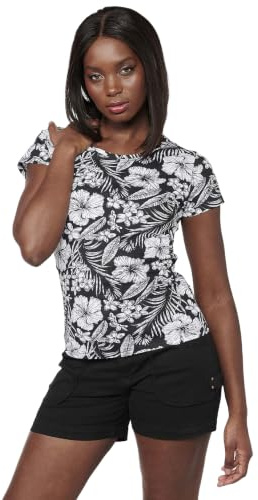 Koroshi Camiseta Manga Corta Escote Pico Mujer 2412TP65