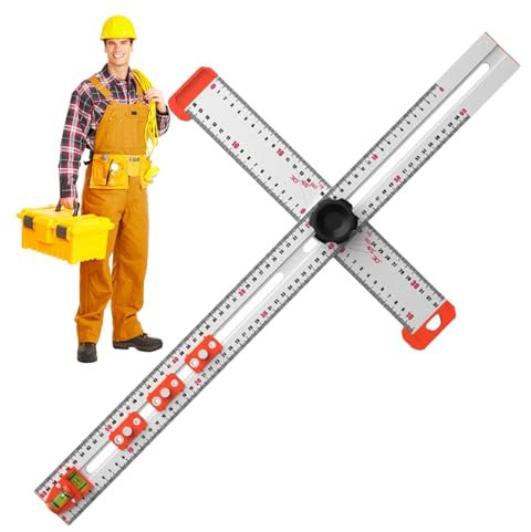 4-in-1 Bohrer Positionierungslineal | T Quadrat Lineal Bohrpositionierungslineal | T Quadrat Lineal 60 Cm Hochpräzises Winkellineal | Verstellbarer Winkel Gleitendes T Quadrat Messlineal
