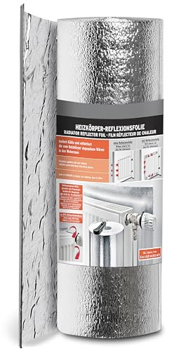 Isolierende Heizkörper Reflektorfolie | Isolierreflexionsplatte für die Wand | Wärmereflexion bis zu 95 % | Zertifizierung durch das Fraunhofer-Institut(5m x 50cm x 3 mm)