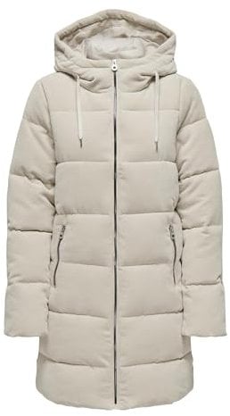 ONLY Damen Steppjacke ONLDOLLY LONG CORDUROY PUFFER OTW (DE/NL/SE/PL, Alphanumerisch, L, Regular, Regular, hellgrau)