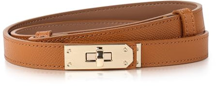 CALIYO Gürtel Damen, Gürtel Ohne Löcher Damen Taillengürtel Legierungs Twist Lock Verstellbarer Schmale Ledergürtel Damen, Schmaler Gürtel Damen für Jeans Hosen Kleider