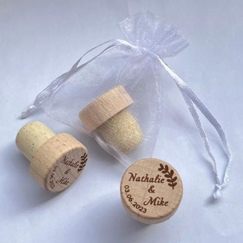 Lot de 50 bouchons de bouteille de vin personnalisés, bouchons de bouteille en liège, bouchons de vin personnalisés pour les invités, bouchons de vin personnalisés