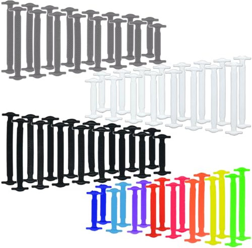 OQKAHIV 64 pcs Cordones de Silicona sin Atar para Deporte y Ocio, Cordones Perezosos y Elásticos para Zapatillas Deportivas y Otras, fáciles de usar, fáciles de usar sin atar