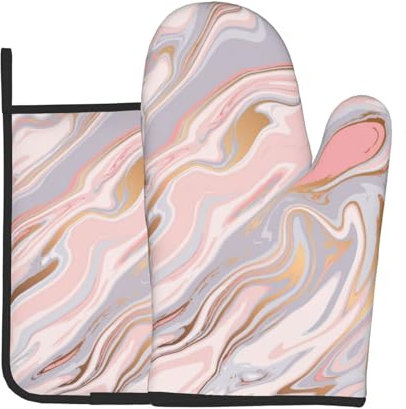 Lukbfall Lot de 2 maniques et maniques texturées en marbre liquide pour barbecue, cuisson, micro-ondes