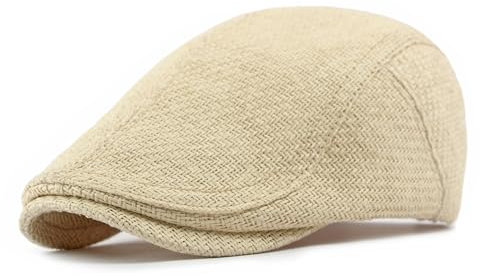 YAMEE Barett Herren Stroh Sommerhut Atmungsaktiver,Baskenmütze Damen Vintage Freizeitkappe,Schiebermütze Männer Verstellbar,Newsboy Flat Cap Unisex für Strand, Urlaub, Gartenarbeit(55CM-59CM)