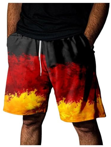 Deutschland Shorts Herren EM 2024 mit Spielernummer für Germany Fans Supporter Sport Shorts Fanartikel Geschenk für Fußball Trikot Fans Netzstoff Männer Kurze Hose Sommer mit Gummizug Kordelzug S-XXL