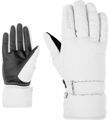 Ziener Damen KISAR Ski-Handschuhe/Wintersport | wasserdicht, PFC frei, White, 6,5