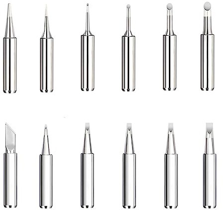12 PCS Soldering Iron Tips, Soldering Tips, 900m Replacement Solder Iron Tips, Lead-Free Copper Solder Iron Tip, Soldering Iron Tips Kit for Hakko, Radio Shack, Tenma, Atten, Quick, Aoyue
