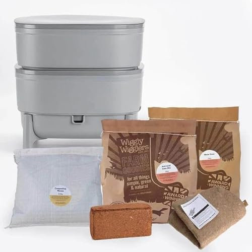 Wiggly Wigglers Worm Farm Worm Compost Bin Outdoor and Indoor Worm Farm Kit For Recycling Food Waste | Vermicomposting | Trays Wormery | Organic Fertiliser | Worm Tea (Grey)