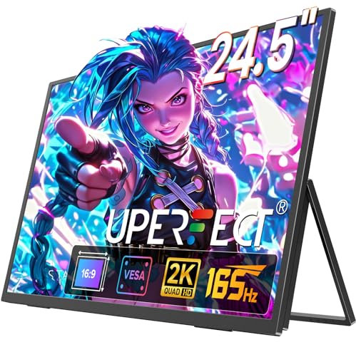 UPERFECT 24.5 2K 165Hz Écran Portable avec Screen IPS QHD 2560 x 1440 Mini HDMI USB C pour PC Laptop Console de Jeu, Moniteur Mobile Compatible VESA
