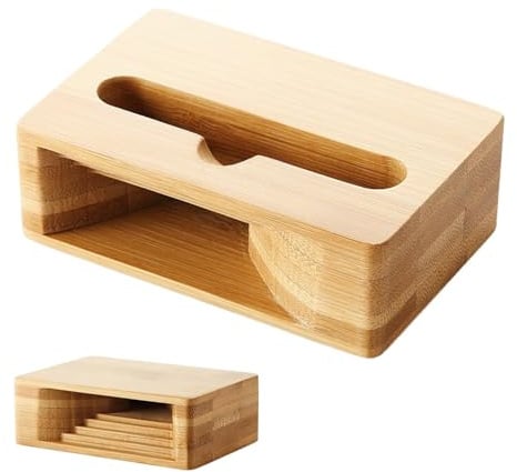 Enceinte en bois pour téléphone - Amplificateur de haut-parleur pour téléphone de bureau avec support en bois de 10,16 x 5,08 x 2,54 cm | Haut-parleur avec support pour téléphone de studio | Salle à