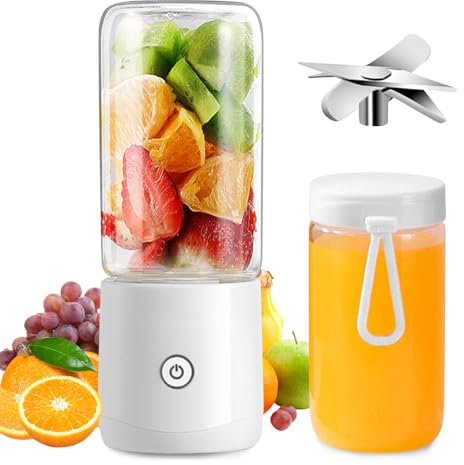 BORDEAG Mixeur Portable, Mini Blender avec 8 Lames USB Rechargeable Mélangeur, 380ml Fruit Mixer Juicer, Personnel Portable Blender Cup, Mini Mixeur Smoothie pour Smoothie Milk Shake Glaces Boissons