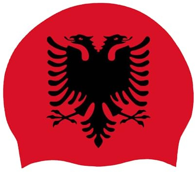 Cuffia Da Nuoto Con Bandiera Albanese - Cuffia Da Nuoto Personalizzata Originale Adatta Per Capelli Lunghi E Corti Cuffia Da Nuoto In Silicone Impermeabile Per Donne, Uomini, Adulti, Giovani, Unisex