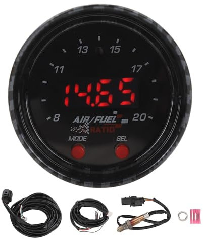 XTEVU -Breitband -O2 -Sensor, 52 mm AFR -Controller -Messgerät, Digital -Kraftstoffverhältnis, schwarze Lünette, 30-0300, Motorleistungspflichtüberwachung