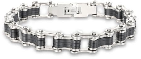 Eigso Mens Stainless Steel Punk Biker Chain Bracelet 80S Black Rock Link Chain Wristlet for Man