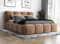 A&J MöbelLand Polsterbett 140x200 mit Bettkasten und Lattenrost – DONA, Bett mit Matratze und Stauraum in Braun