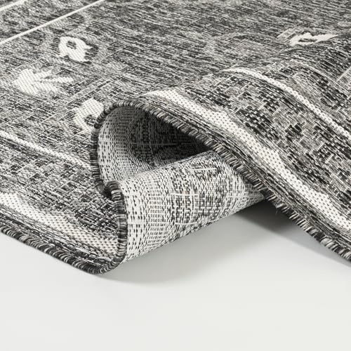 Mazovia Groß Outdoor-Teppich Balkon 160x230cm Anthrazit Grau Klassisch