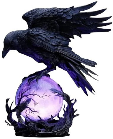 shjxi Raven Tischlampe – Violet Fantasy Mysterious Artistic Desktop Decor | Leuchtende Kugel Rabe Lampe | für Schlafzimmer, Wohnzimmer, Wohnheim, Wohnung, Nachttisch