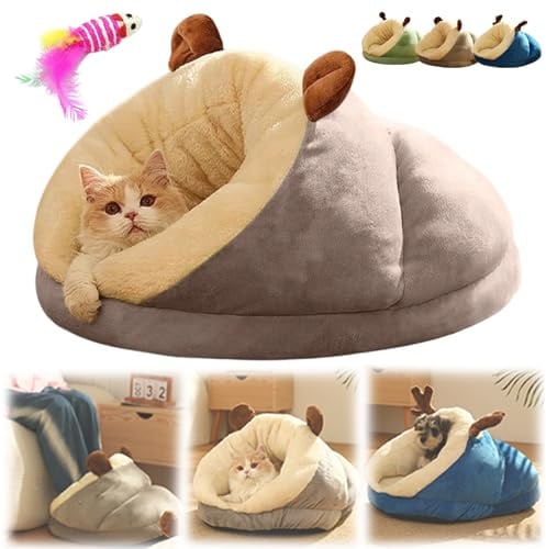 GemüTliches PlüSchhöHlenbett FüR Ruhige HundeschläFchen, Katzenschlafsack Flauschig, KatzenhöHle Weihnachten In Pantoffelform, Rutschfeste Unterseite FüR Kleine Hunde Und Katzen (Grau,M 50*35*25 cm)