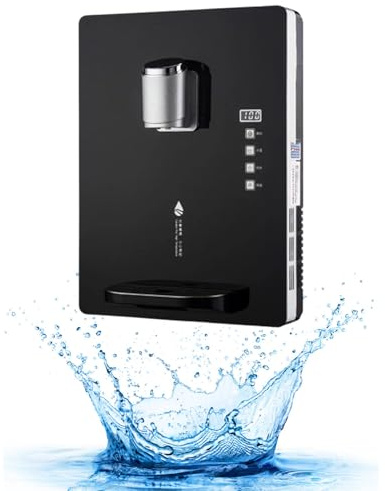 Plumbed In Water Dispenser Wall Mounted - Compact, Easy Installation Unit for Offices and Schools, Durable Mains Fed System with Hygienic Design (Black)