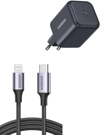 UGREEN 45W GaN Cargador USB C y Cable USB C a Lightning 1M