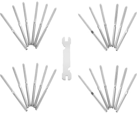 PACKOVE Vis à Sertir Inox pour Garde-corps de Terrasse – Kit 25 Pcs – Quincaillerie Acier Inoxydable pour Rambarde Bois – Système de Fixation Câble Solide et Facile à Installer