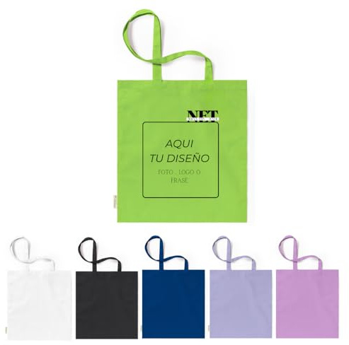 NET Nueva Era Textil Tote Bag Personalizada de Colores 100% Algodón Bolsa Personaliza con Foto, Nombre o Texto – Impresión de Calidad para Mujer y Hombre