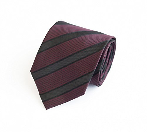 Fabio Farini - Herren gestreifte Krawatte in 8cm Breite, Schlips klassisch Robuste Pflegeleichte Mikrofaser für alle Anlässe wie Hochzeit, Beerdigung, Konfirmation oder Business Weinrot Schwarz