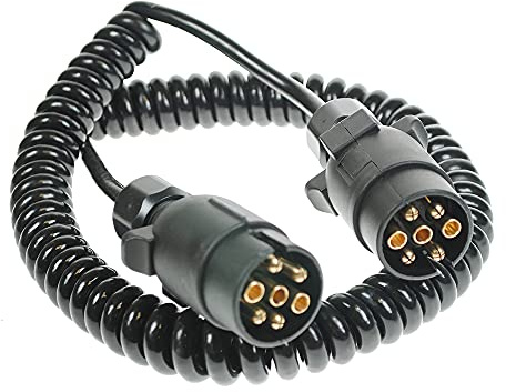 Maypole 3m 2×7 Pin Plugs & 7 Core Plug to Plug Curly Connecting Lead