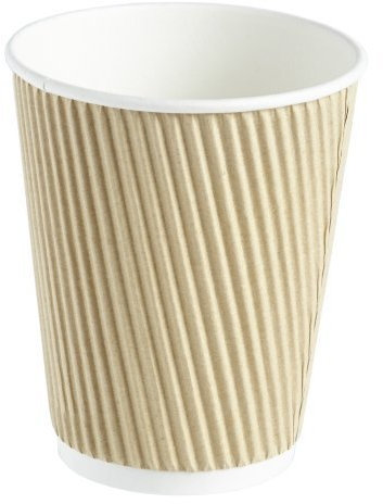 50 x Kraft 12 Ounce Ripple 3 Ply Disposable Insulated Paper Cups For Tea Coffee Cappuccino Hot Drinks