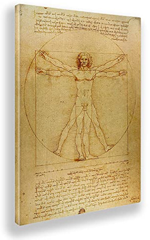Giallobus - Gemälde - Leonardo Da Vinci - Vitruvian Man - Leinwand - 50x70 - Bereit zum Aufhängen - Moderne Gemälde für zu Hause