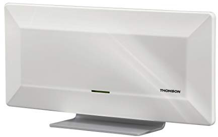 THOMSON Flache HD-Innenantenne ANT1528W (für Radio/Digitalfernsehen, DVB-T/-T2, Dab/Dab+, HD/3D, mit Verstärker, Geräuschfilter, Performance 45) weiß/grau