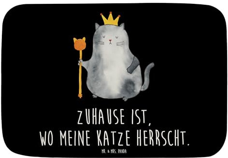 Mr. & Mrs. Panda Duschvorleger Katze König - Geschenk, Badgarnitur, Badteppiche, Katzenfreund, Badvorleger, Katzenbesitzerin, MIAU, königlich,
