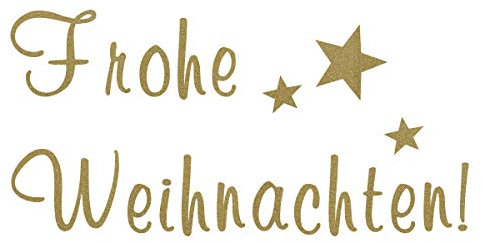 timalo® Fensterbild – Wandtattoo Text Frohe Weihnachten mit Sternen – Fensteraufkleber | 70004-a1-gold-40x20
