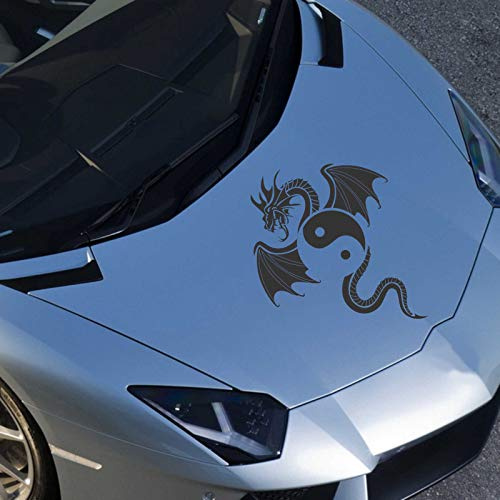 INDIGOS UG - Auto Aufkleber Yin Yang Drache 30cm x 24cm schwarz - Heckscheibenaufkleber - Autoaufkleber lustig - Tuning - Spoiler - Sticker Wohnmobil