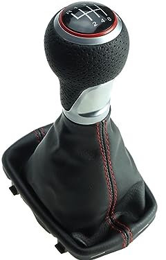 Newtown2700-parts Schaltknauf Schaltsack mit roter Naht, 12 mm Aufnahme kompatibel für Audi A3 8L 1.8 1.9 TDI ROT 6 Gang BJ 2000-2003