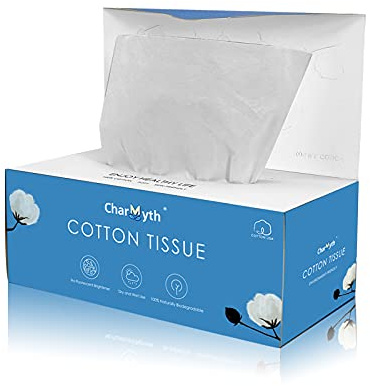Charmyth Disposable Face Towel 100 Count, Cotton USA Dry Wipes for Adults Baby, Facial Tissues Cotton unscented Soft for Sensitive Skin