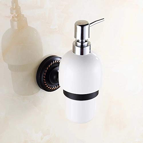 YHSGY Seifenspender Kupfer Bronze/Schwarz Flüssigseifenspender Keramikflasche Europäische Wand Kunst Geschnitzt Gebürstet Seifenhalter