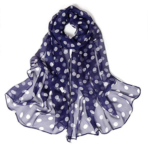 Dancila Dames Foulards En Soie Femmes Floral Imprimé Soie Mousseline De Soie Foulard Écharpe Wrap Foulards Foulard 155 * 50cm Châles Tube Écharpe (Marine)